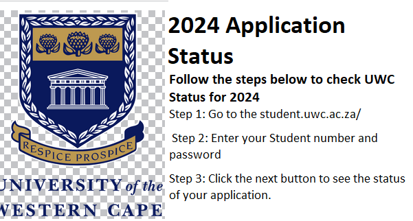 UWC Application Status Check 2024/2025 - Apply Online For Admission 2025