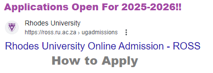 How To Apply For 2025 Admission At Rhodes University - Apply Online for Admission 2025